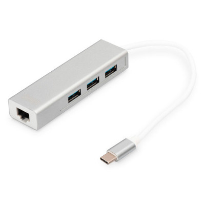 Концентратор Digitus USB-C - USB 3.0 3 Port Hub + Gigabit Ethernet (DA-70255) Вінниця - фото 1