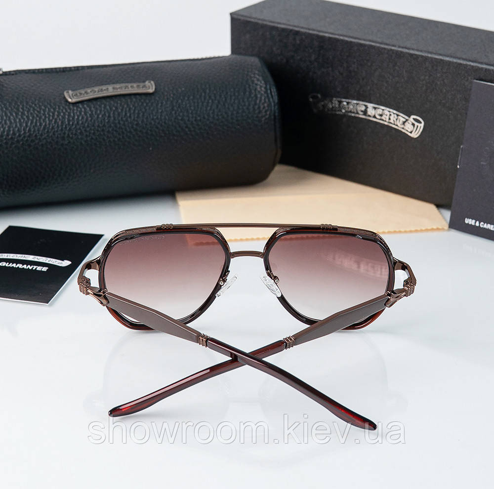 Брендові чоловічі окуляри Chrome Hearts (5221) brown Київ - фото 5