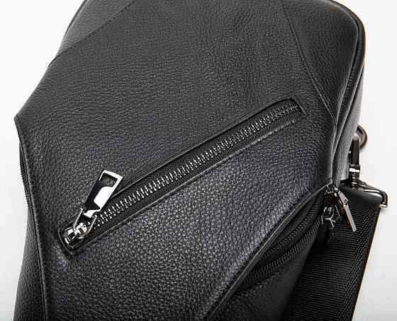 Сумка чоловіча слінг через плече в зернистій шкірі Чорна (Vintage) Київ