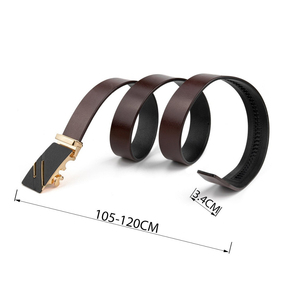 Ремінь чоловічий з золотистою пряжкою і чорною вставкою Коричневий (Vintage) Київ - фото 8