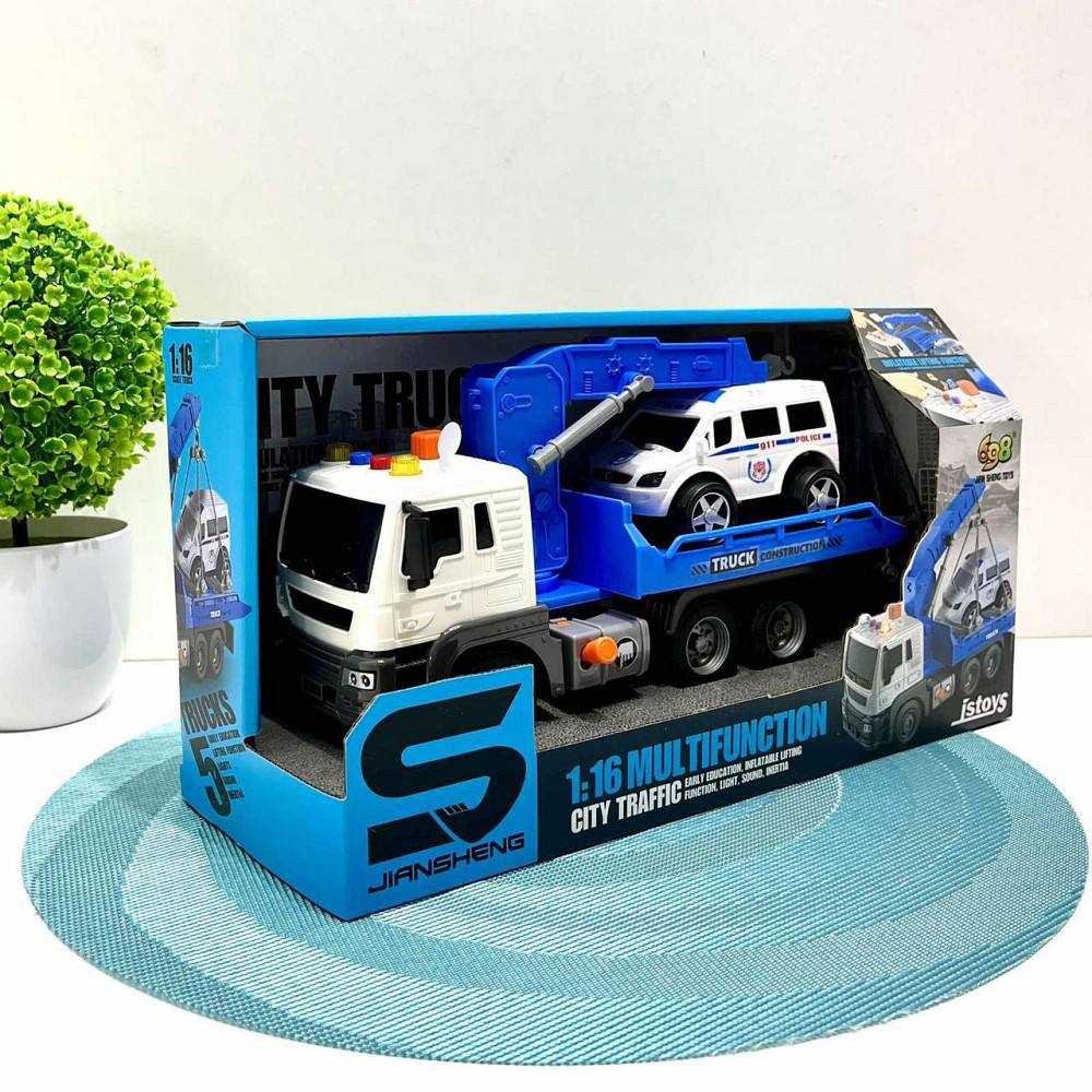 Евакуатор машинка світлові та звукові ефекти інерція машинка 27см Синій (JS106AB) Чернігів - фото 8