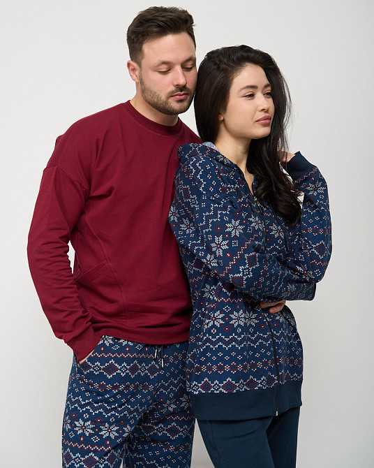 Чоловіча тепла піжама — Байка — штани в орнамент — Family look для пари Tom John 93430 Київ - фото 4