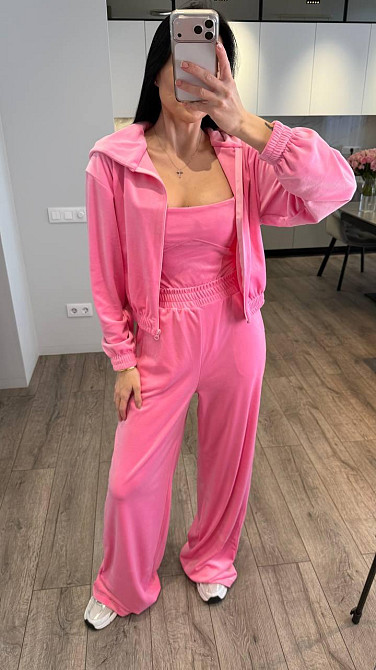 Жіночий стильний повсякденний костюм - велюр плюш Барбі, 44/46 Одеса - фото 2