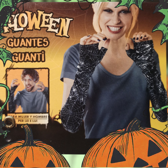 Мітенки рукавички без пальців високі принт павутинка з павуками універсальні Хелловін 35 см чорний Київ