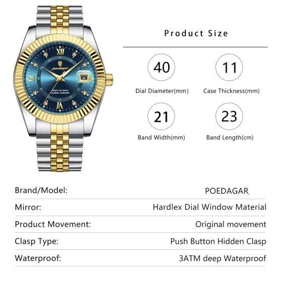 Мужские наручные часы Poedagar Dublin (Серебристые с золотистым) Киев - изображение 3