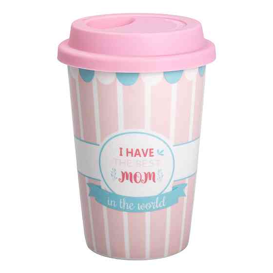 Liling Rongxiang Ceramic Стакан порцелянаовий 420 мл з силіконовою кришкою I have the best mom Киев