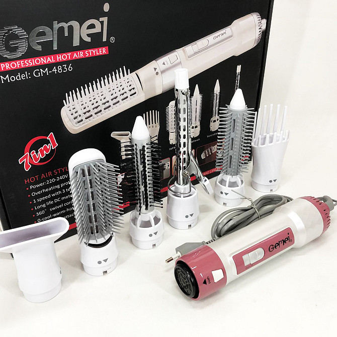 Фен щітка для об'єму волосся Gemei GM-4836 7 в 1, Фен-стайлер для ZV-576 кучерявого волосся Київ - фото 2
