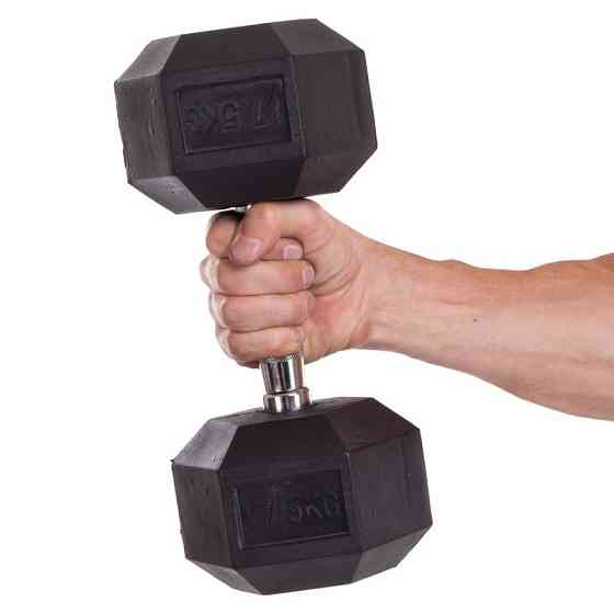 Гантель 17.5 кг цельная шестигранная гексагональная Zelart Киев