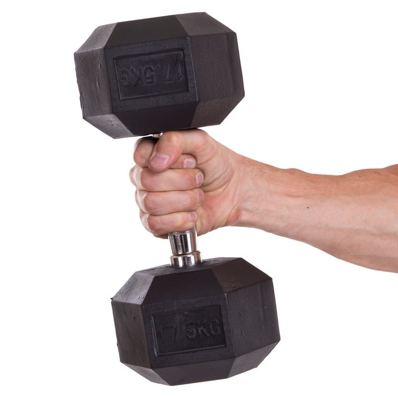 Гантель 17.5 кг цільна шестигранна гексагональна Zelart Київ - фото 1