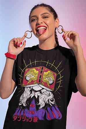 Футболка аниме Деликиоус Ін Дунгеон Сенсхи оверсайз (S/M/L) Черний AnimeJ0228 Днепр