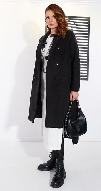 Стильное черное пальто (48) Киев - изображение 4