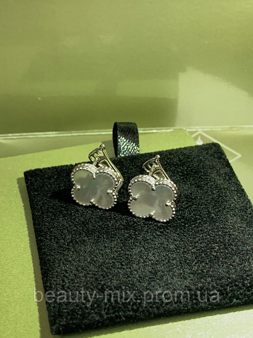 Сережки конюшина Van Cleef англійською замочку / Ванклив / преміум/ срібло 925 Одеса - фото 4