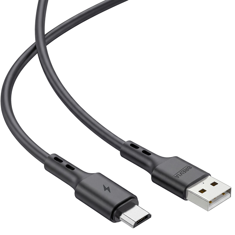 Кабель Brevia USB to Micro 2,4A 1м, чорний ZIP (51100BUMZ1) Львів - фото 3