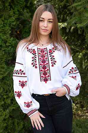 Вишиванка жіноча, біла лляна топ 52/54 Київ