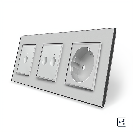 LIVOLO Сенсорний прохідний/перехресний вимикач Sense 3 сенсора (1-2) 1 розетка Livolo сірий скл Коломия