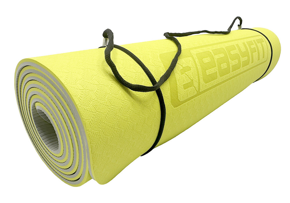 EasyFit Килимок для йоги та фітнесу EasyFit TPE+TC 6 мм двошаровий лимонний-сірий Коломыя - изображение 7