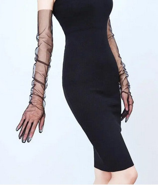 Рукавички вечірні жіночі чорні Київ - фото 2