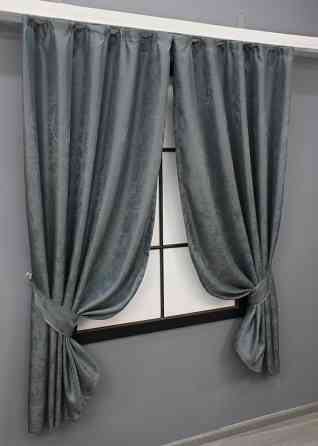 Комплект коротких штор VR-Textil Жакард Мармур Al1 № 1015ш Графітовий 100х170 см 2 шт (35-0389) Київ