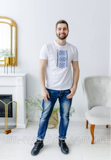 Мужская вышиванка с коротким рукавом футболка вышиванка Оберег Кривой Рог - изображение 2