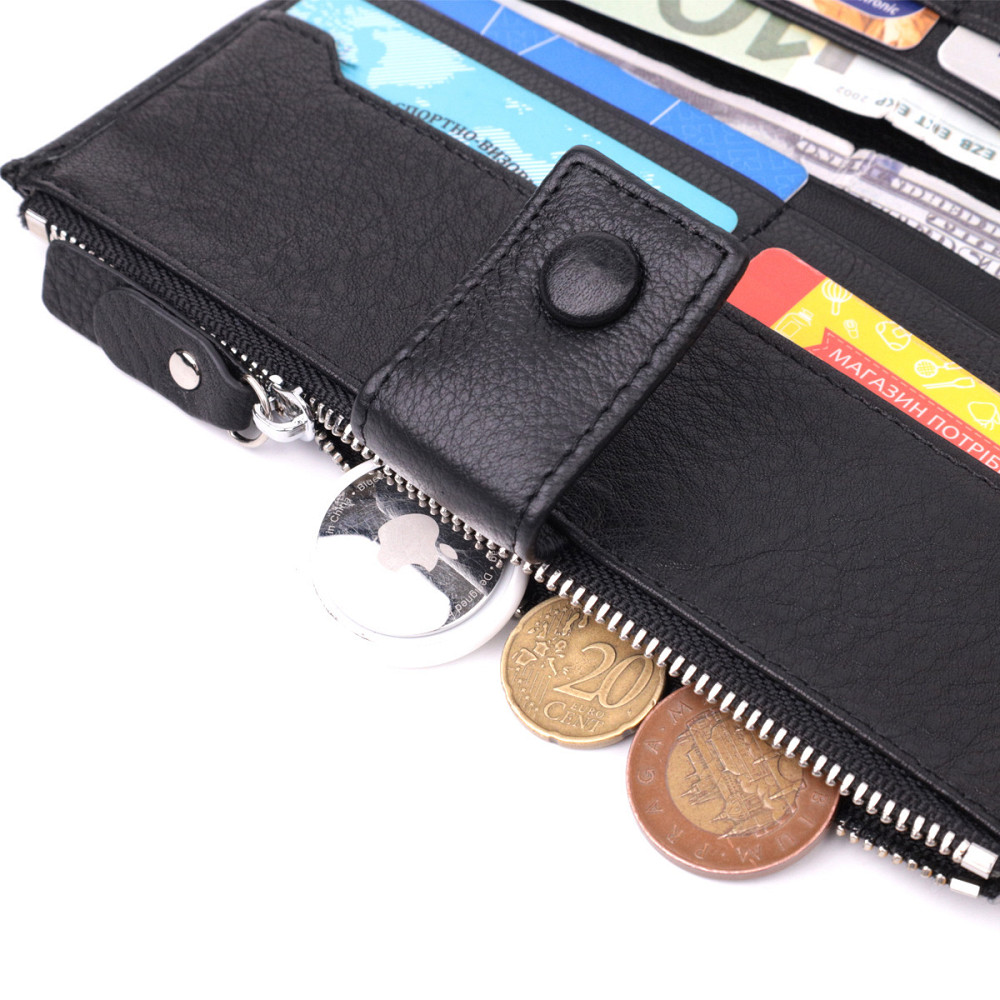 Лаконичный женский вертикальный кошелек-клатч из натуральной кожи ST Leather 22537 Черный Киев - изображение 8