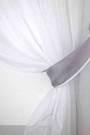 Кухонные шторы VR-Textil № 091к с ламбрекеном и подвязками серый с белым 280х170 см (52-0321) Киев