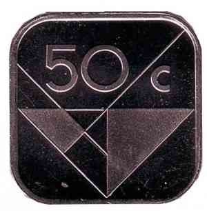 Монета 50 центов. 1988,89,91 год, Аруба. (в холдере) Полтава