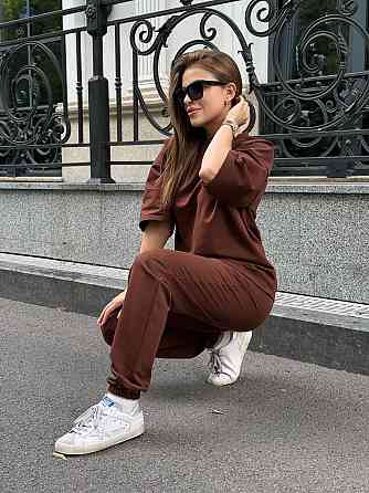 Спортивный костюм женский футболка и штаны джогеры Коричневый M-L Харьков