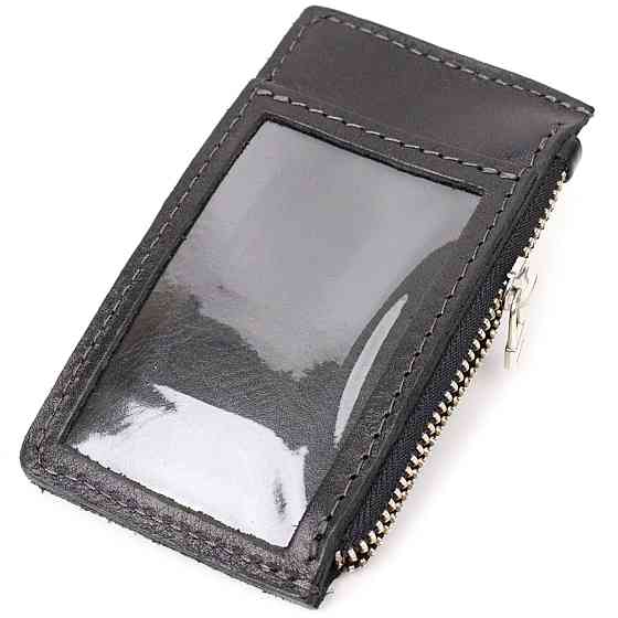 Цікавий картхолдер з утримувачем для Apple AirTag з натуральної шкіри GRANDE PELLE 11628 Чорний Київ