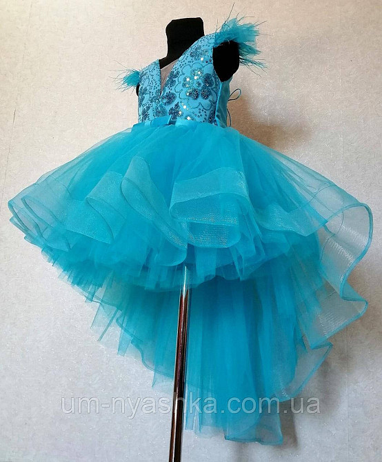 Детское нарядное платье удлиненное сзади голубое 116-134 Кривой Рог - изображение 2