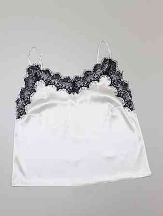 Базовий топ з мереживом атлас Білий з чорним S Харків