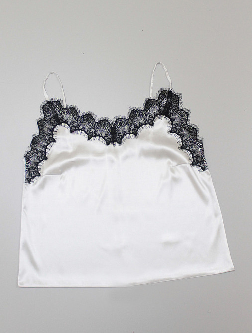 Базовий топ з мереживом атлас Білий з чорним S Харків - фото 1