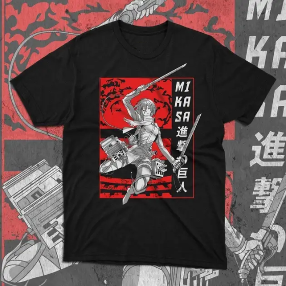 Футболка для подростка мальчика с принтом Атака Титанов Микаса Размер 160 Anime10675 Днепр