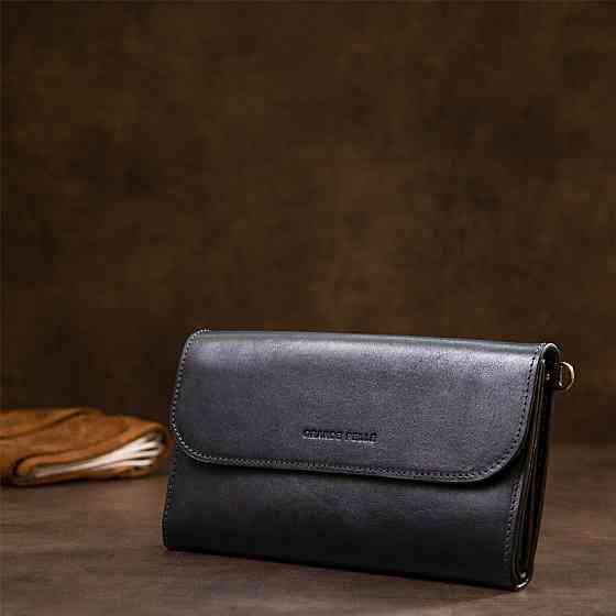 Стильный мужской клатч из натуральной кожи GRANDE PELLE 11427 Темно-синий Киев