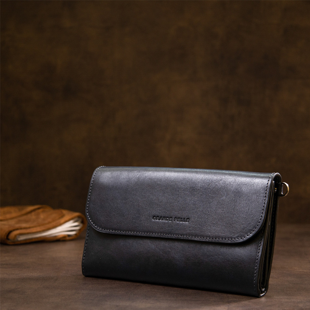 Стильный мужской клатч из натуральной кожи GRANDE PELLE 11427 Темно-синий Киев - изображение 3