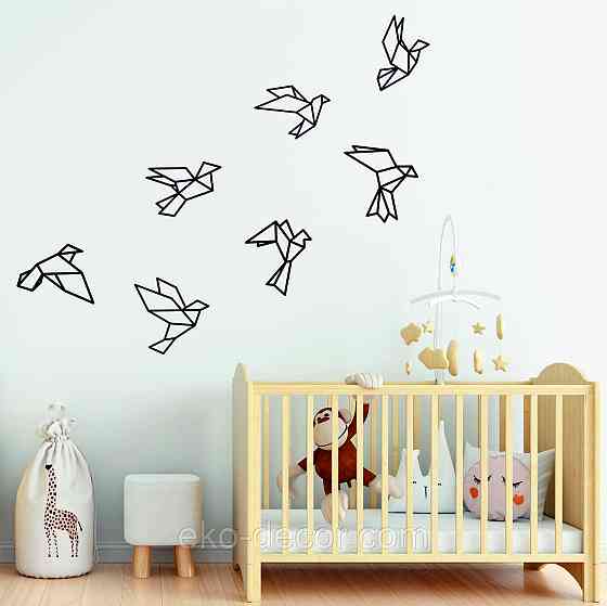 Декоративне настінне Панно «Пташки» Декор на стіну 27*16 см — 5 шт., Чорний Київ