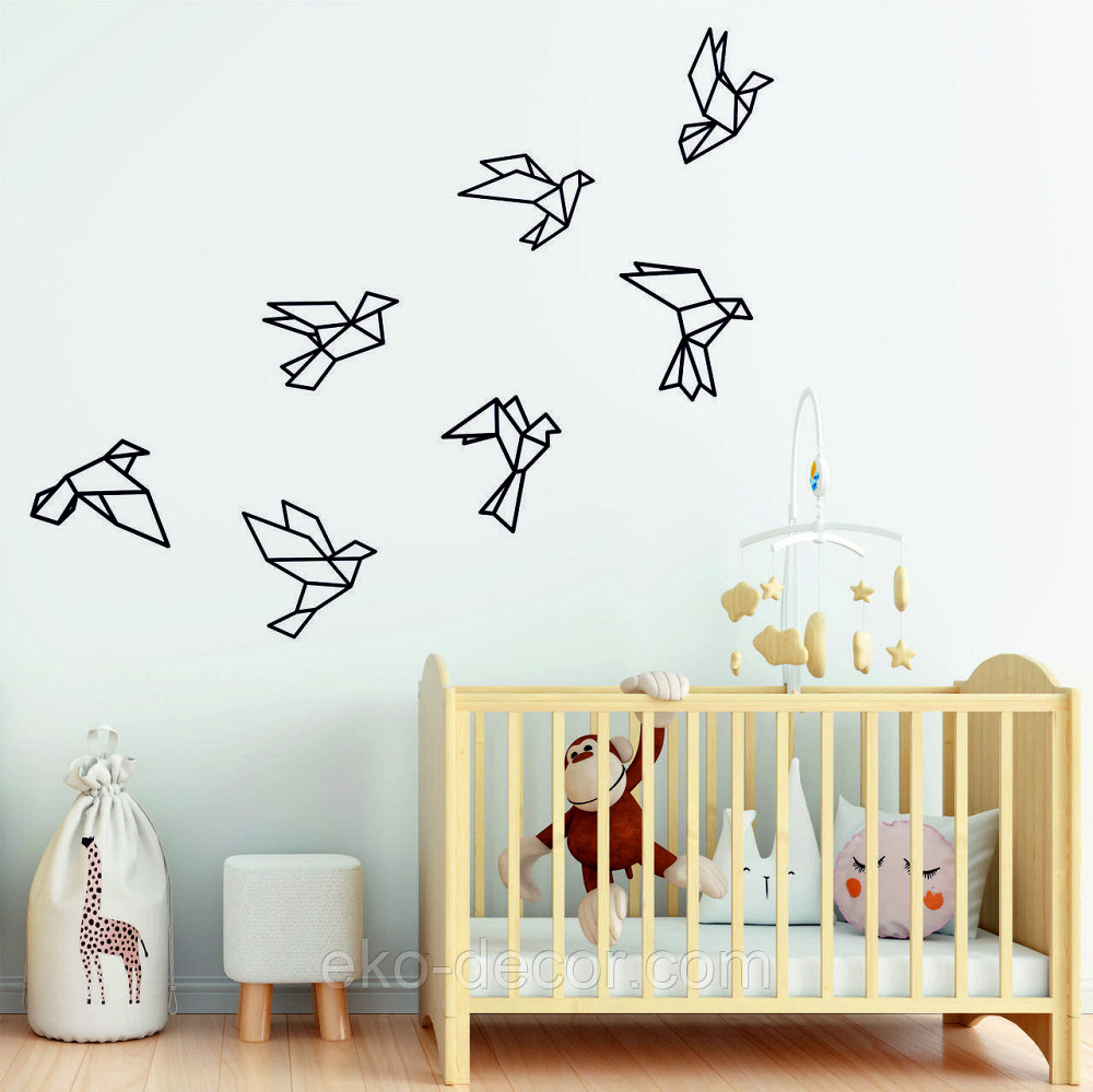 Декоративне настінне Панно «Пташки» Декор на стіну 27*16 см — 5 шт., Чорний Київ - фото 5