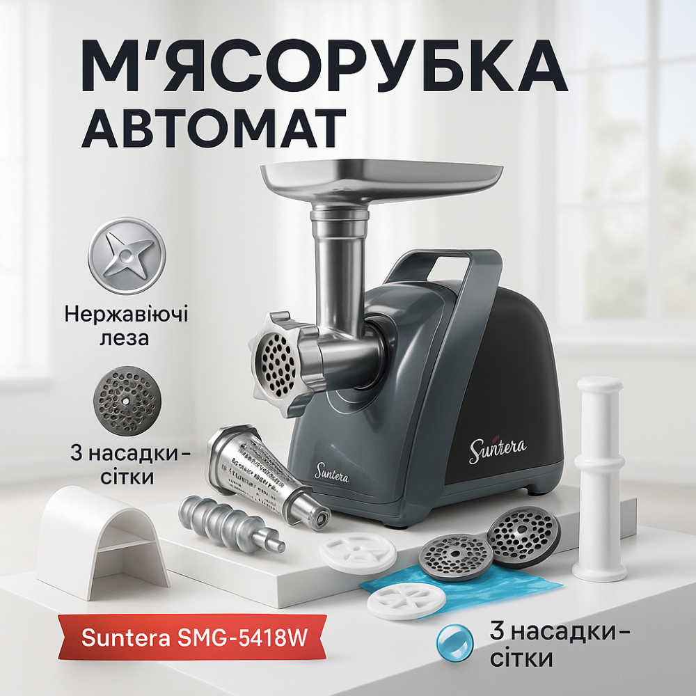 М'ясорубка-шатковка-терка Suntera SMG-5421B 1800 Вт, Електрична м'ясорубка 2500 'ясорубки з шинковкою IO-30 Львів - фото 16