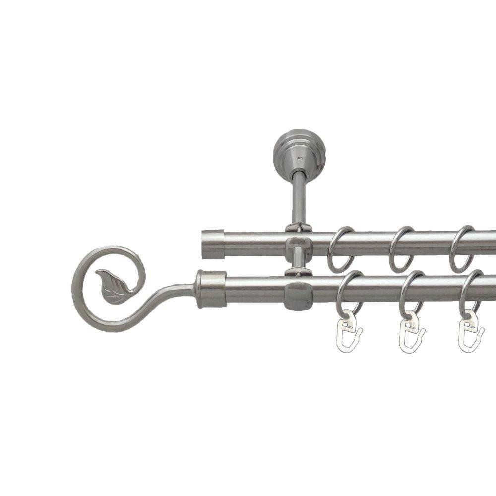 Карниз Orvit Лукка металевий дворядний відкритий гладка труба кільце металеве Нержавіюча Сталь 16\16 мм 160 см (00-00016247) Львів - фото 1