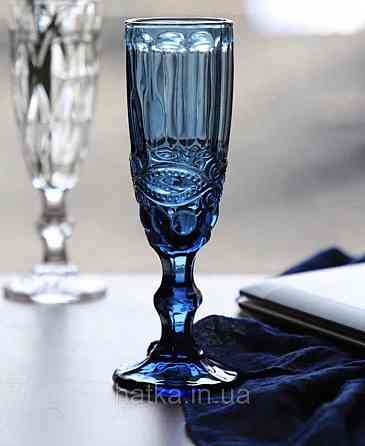 Келих для шампанського Olens «Вінтаж» 180 мл синє скло для дому та ресторанів 01-008 Київ