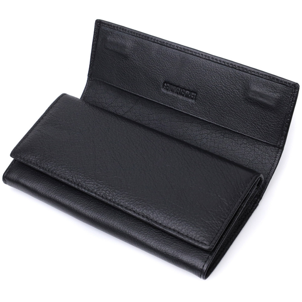 Жіночий шкіряний гаманець для карток купюр та монет ST Leather 22696 Чорний Київ - фото 15