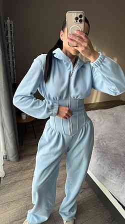 Жіночий стильний теплий корсетний комбінезон двосторонній фліс Блакитний, 42/44 Одеса