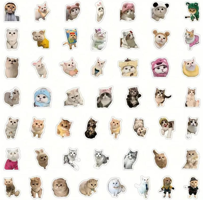 Наклейки Стікери Коти - Водонепроникні Вінілові Естетичні Наклейки з Котами для Пляшки Води, Комп'ют Київ - фото 5