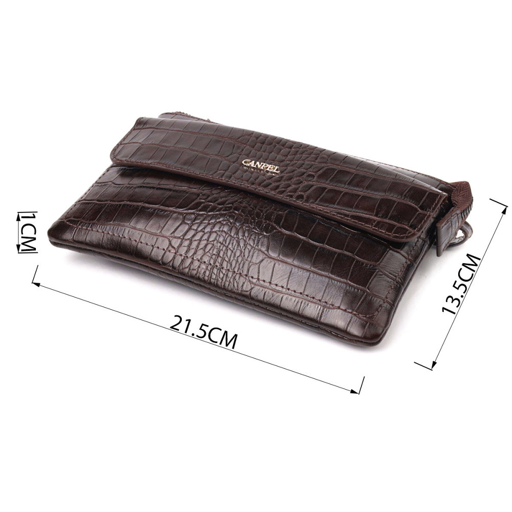 Елегантний клатч для чоловіків із натуральної фактурної шкіри CANPELLINI 21547 Коричневий Київ - фото 3