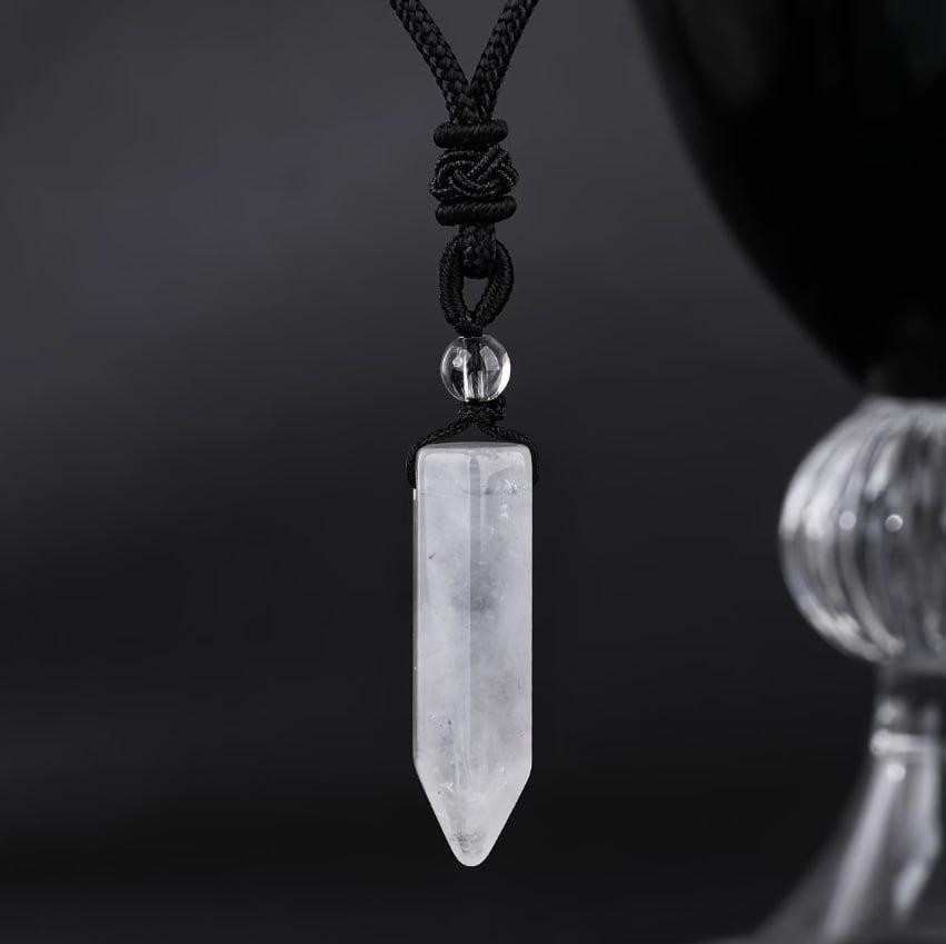 Підвіска з гірського кришталю на чорному шнурі Київ - фото 1