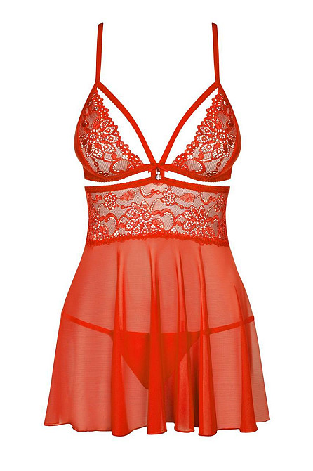 Бэби-долл Obsessive 838-BAB-3 babydoll & thong red L/XL Sex Aura Киев - изображение 3