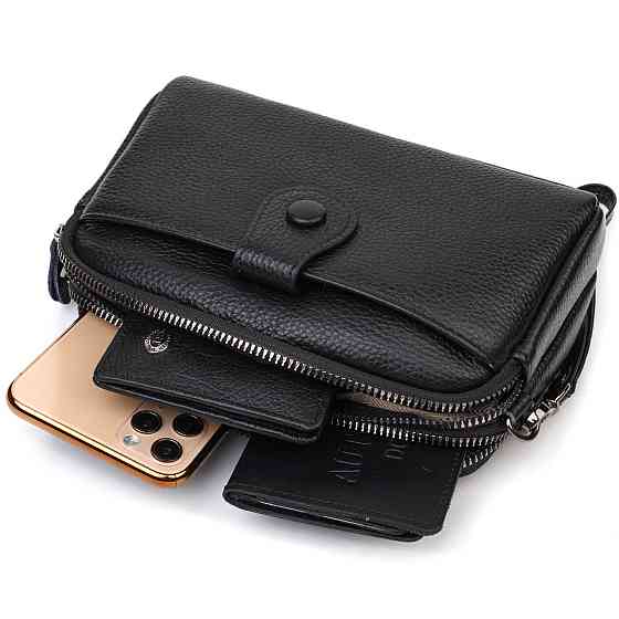 Цікава сумка-клатч у стильному дизайні з натуральної шкіри Чорна (Vintage) Київ