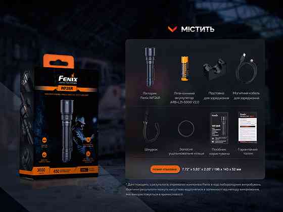 Ручний професійний ліхтар Fenix WF26R із магнітною зарядкою Вінниця