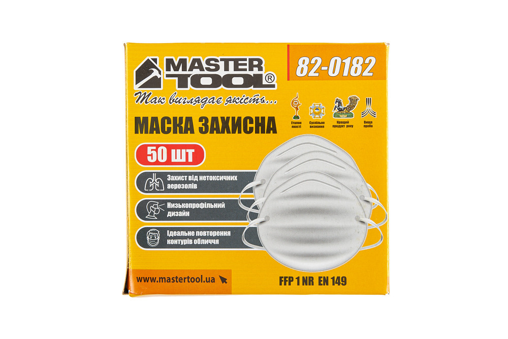 MASTERTOOL Маска протипилова MASTERTOOL з носоутримувачем набір 50 шт 82-0182 Коломыя - изображение 3