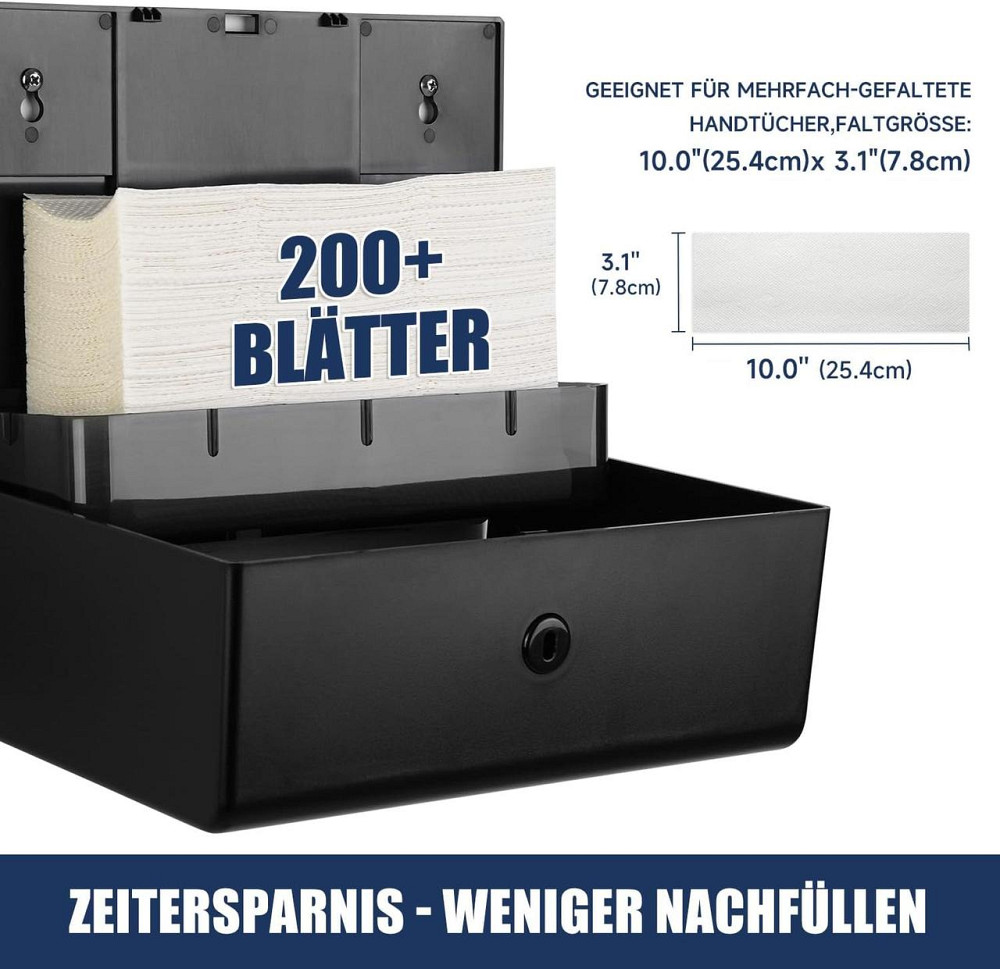 Диспенсер для бумажных полотенец держатель настенный черный, 200+ листов Z-сборка, пластиковый, смотровое окно Киев - изображение 3