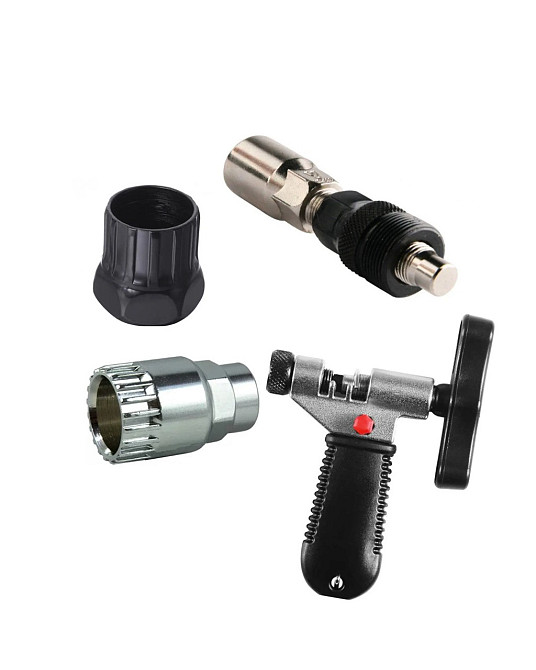 Набір інструментів для ремонту велосипеда знімач шатунів, каретки, тріскачки, замок для розклепки це Бровари - фото 2